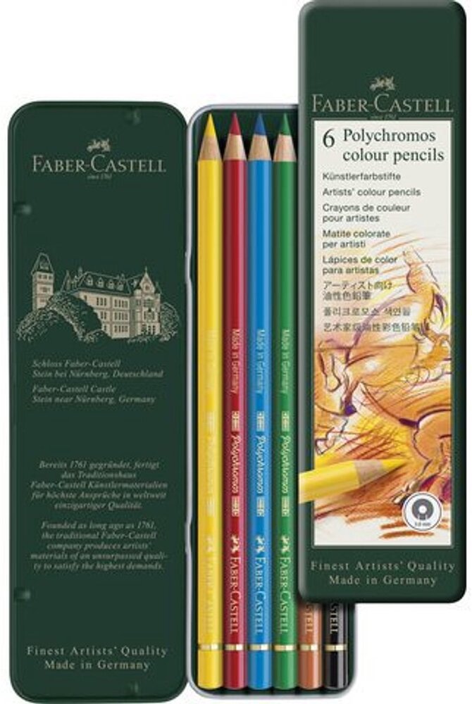 Faber Castell Polychromos Crayons de Couleur Boîte de 6 Couleurs de Base (FC-110096) Faber Castell Polychromos Crayons de Couleur Boîte de 6 Couleurs de Base (FC-110096)