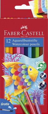 Faber Castell Aquarelpotlood FC Kinder Etui 12st. met Penseel (FC-114413) Faber Castell Aquarelpotlood FC Kinder Etui 12st. met Penseel (FC-114413)