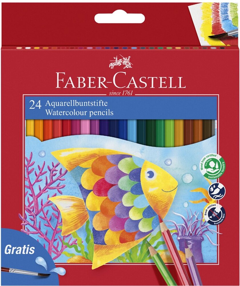 Faber Castell Watercolour Pencils FC Kinder Box of 24 inc. Brush (FC-114425) Faber Castell Watercolour Pencils FC Kinder Box of 24 inc. Brush (FC-114425)