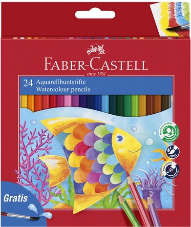 Faber Castell Watercolour Pencils FC Kinder Box of 24 inc. Brush (FC-114425) Faber Castell Watercolour Pencils FC Kinder Box of 24 inc. Brush (FC-114425)