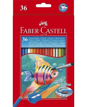 Faber Castell Watercolour Pencils FC Kinder Box of 36 inc. Sharpener + Brush (FC-114437) Faber Castell Watercolour Pencils FC Kinder Box of 36 inc. Sharpener + Brush (FC-114437)