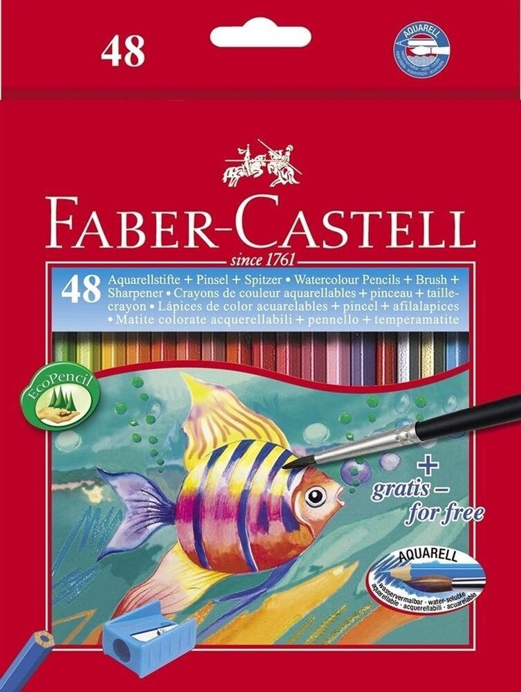 Faber Castell Watercolour Pencils FC Kinder Box of 48 inc. Sharpener + Brush (FC-114448) Faber Castell Watercolour Pencils FC Kinder Box of 48 inc. Sharpener + Brush (FC-114448)