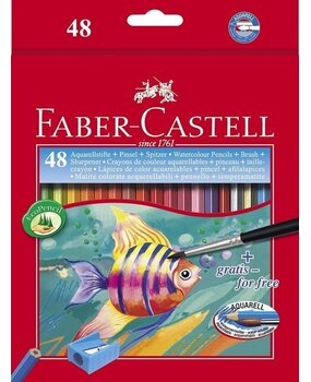 Faber Castell Watercolour Pencils FC Kinder Box of 48 inc. Sharpener + Brush (FC-114448) Faber Castell Watercolour Pencils FC Kinder Box of 48 inc. Sharpener + Brush (FC-114448)