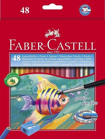 Faber Castell Aquarellable Crayons FC Kinder Etui 48 pces avec Taille + Pinceau (FC-114448) Faber Castell Aquarellable Crayons FC Kinder Etui 48 pces avec Taille + Pinceau (FC-114448)