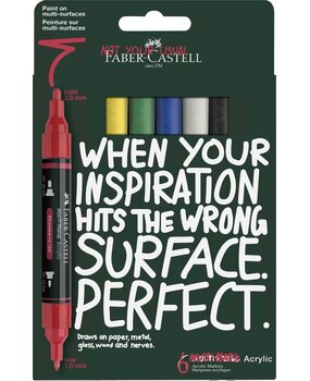 Faber Castell Multimark Acrylmarker 6 Stuks Basic Karton Etui (FC-186003) Faber Castell Multimark Acrylmarker 6 Stuks Basic Karton Etui (FC-186003)