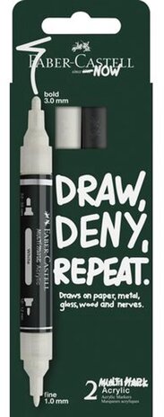 Faber Castell Multimark Acrylmarker 2 Stuks Zwart/Wit Karton Etui (FC-186011) Faber Castell Multimark Acrylmarker 2 Stuks Zwart/Wit Karton Etui (FC-186011)