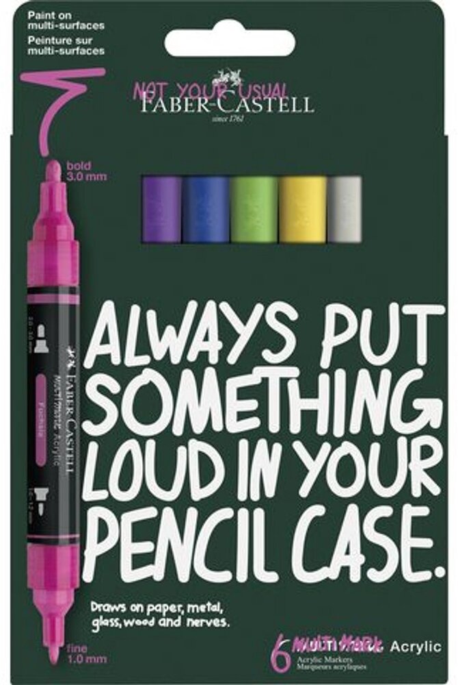 Faber Castell Multimark Acrylic Cardboard Case Vibrant (6pcs) (FC-186009) Faber Castell Multimark Acrylic Cardboard Case Vibrant (6pcs) (FC-186009)