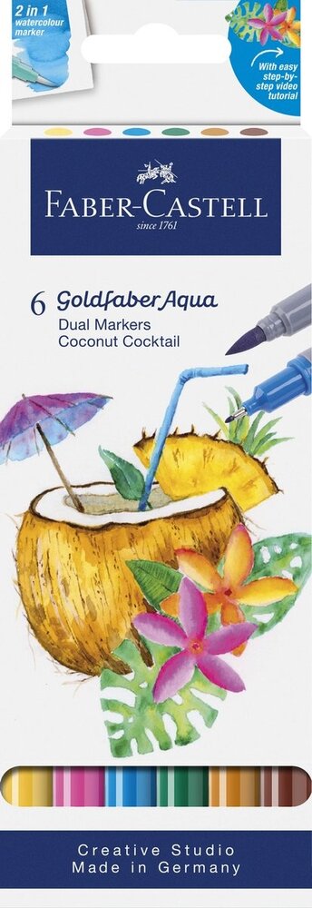 Faber Castell Goldfaber Aqua Dual Marker Étui en Carton Coconut (6pcs) (FC-164509) Faber Castell Goldfaber Aqua Dual Marker Étui en Carton Coconut (6pcs) (FC-164509)