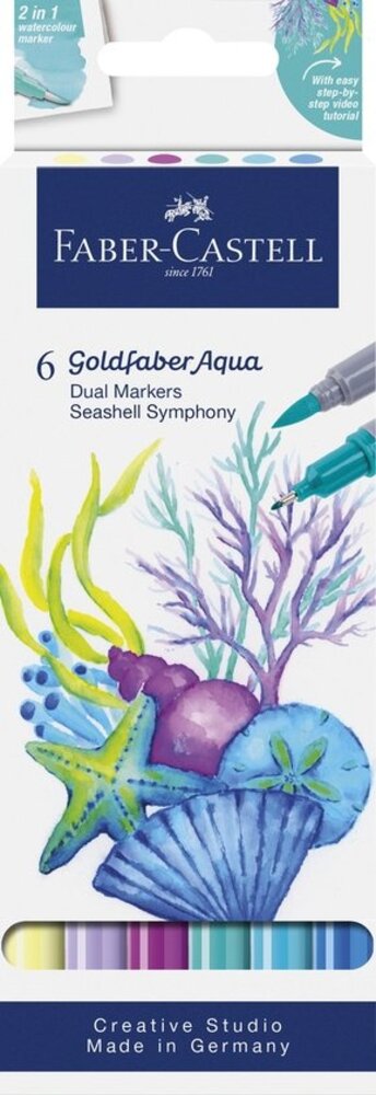 Faber Castell Goldfaber Aqua Dual Markers Cardboard Case Seashells (6pcs) (FC-164510)
