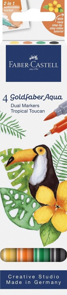 Faber Castell Goldfaber Aqua Dual Markers Cardboard Case Tropical Toucan (4pcs) (FC-164508) Faber Castell Goldfaber Aqua Dual Markers Cardboard Case Tropical Toucan (4pcs) (FC-164508)