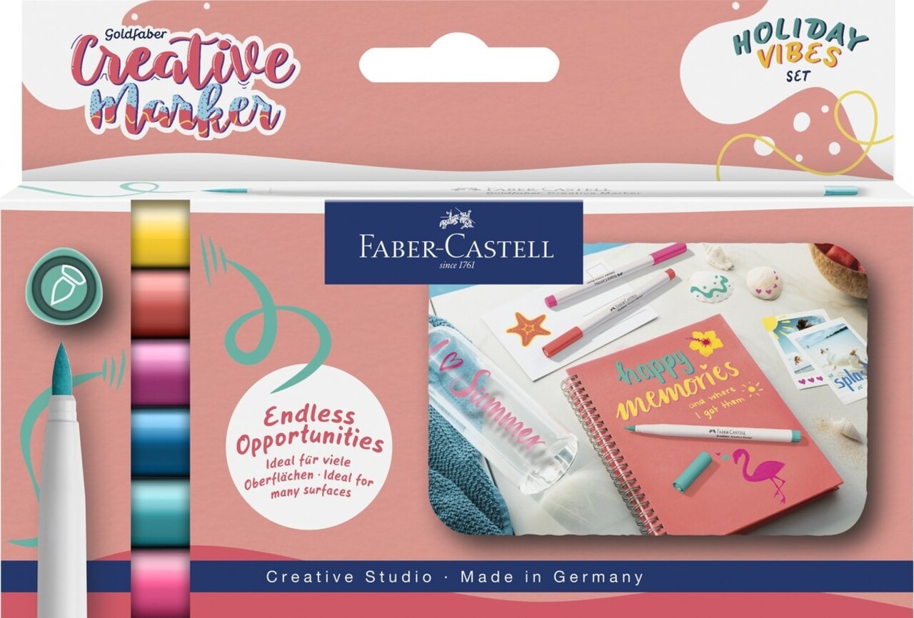 Faber Castell Goldfaber Creative Marker Pointe Pinceau Set Holiday Vibes (6pcs) (FC-161013) Faber Castell Goldfaber Creative Marker Pointe Pinceau Set Holiday Vibes (6pcs) (FC-161013)