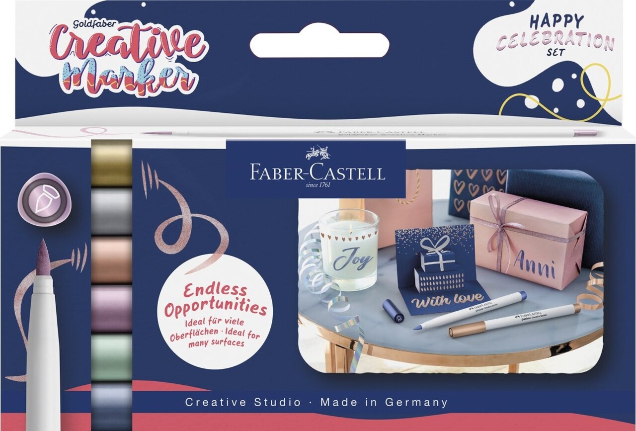 Faber Castell Goldfaber Creative Marker Brush Tip Set Metallic Happy Celebration (6pcs) (FC-161006) Faber Castell Goldfaber Creative Marker Brush Tip Set Metallic Happy Celebration (6pcs) (FC-161006)