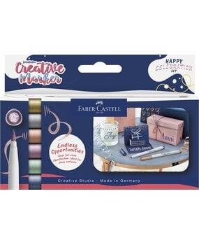 Faber Castell Goldfaber Creative Marker Brushpunt Set Metallic Happy Celebration (6pcs) (FC-161006)