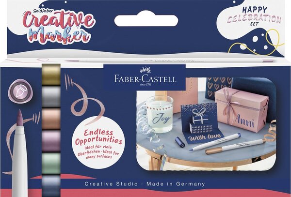 Faber Castell Goldfaber Creative Marker Pointe Pinceau Set Métallique Happy Celebration (6pcs) (FC-161006) Faber Castell Goldfaber Creative Marker Pointe Pinceau Set Métallique Happy Celebration (6pcs) (FC-161006)