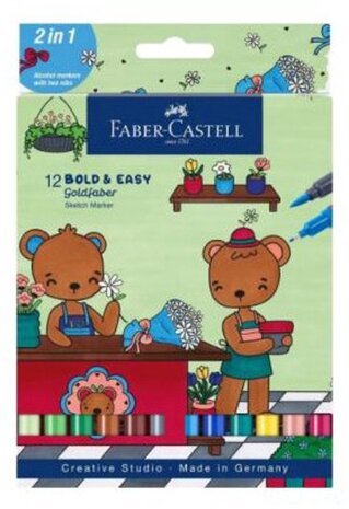 Faber Castell Goldfaber Sketchmarker Bold&Easy 12 Stuks World of Teddybears (FC-164815) Faber Castell Goldfaber Sketchmarker Bold&Easy 12 Stuks World of Teddybears (FC-164815)