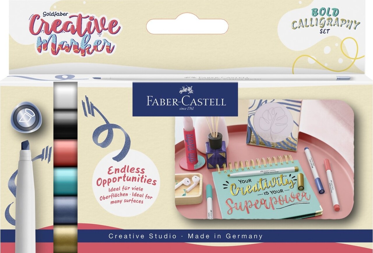 Faber Castell Goldfaber Creative Marker Chisel Tip Bold Calligraphy Set (6pcs) (FC-160906)