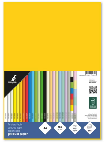 Kangaro KTC Papier A4 160grs Jaune Doré Paquet (50pcs) (K-0039-030) Kangaro KTC Papier A4 160grs Jaune Doré Paquet (50pcs) (K-0039-030)