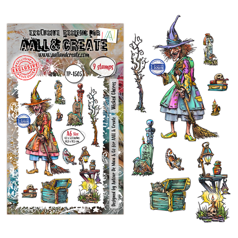 Aall and Create Whispers of Halloween A6 Stamp Sets Wicked Chores by Autour De Mwa & Co (AALL-TP-1505)