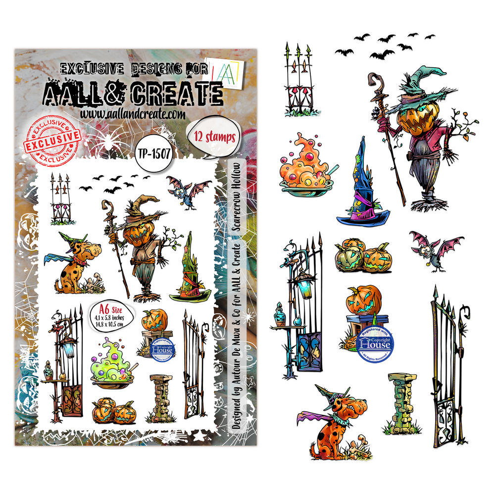 Aall and Create Whispers of Halloween A6 Stamp Sets Scarecrow Hollow by Autour De Mwa & Co (AALL-TP-1507)