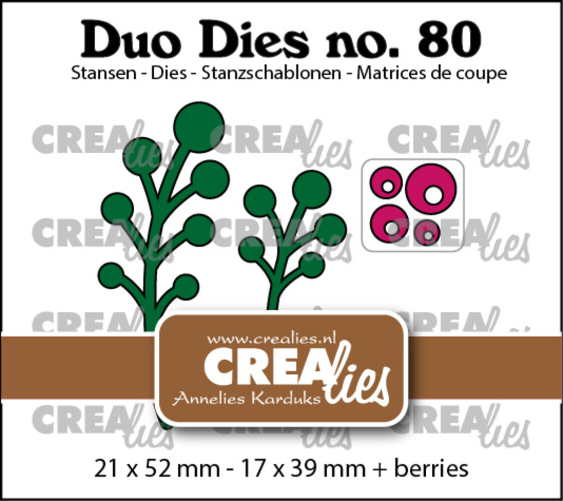 Crealies Duo Stansen No. 80 Blaadjes 23 Bessentakjes (CLDD80)