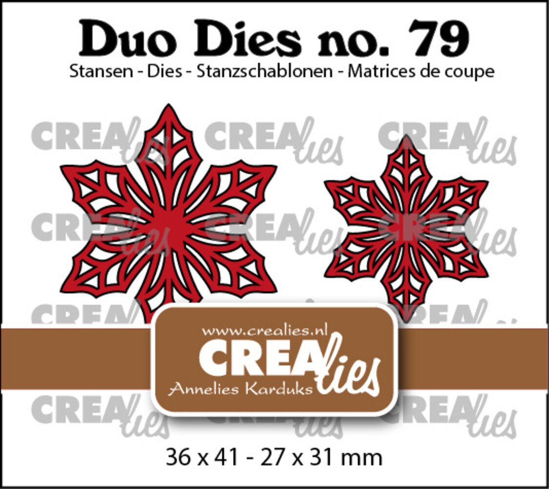Crealies Duo Stansen No. 79 Open Bloemen 33 Kerstster (CLDD79)