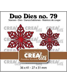 Crealies Duo Stansen No. 79 Open Bloemen 33 Kerstster (CLDD79)