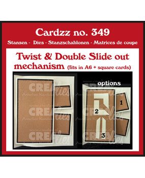 Crealies Cardzz Stansen Twist & Double Slide Out Mechanisme (Past in A6 en Vierkante Kaart) (CLCZ349)