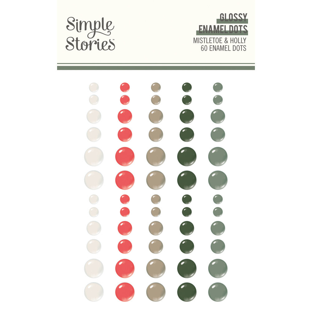 Simple Stories Mistletoe & Holly Glossy Enamel Dots (27723)