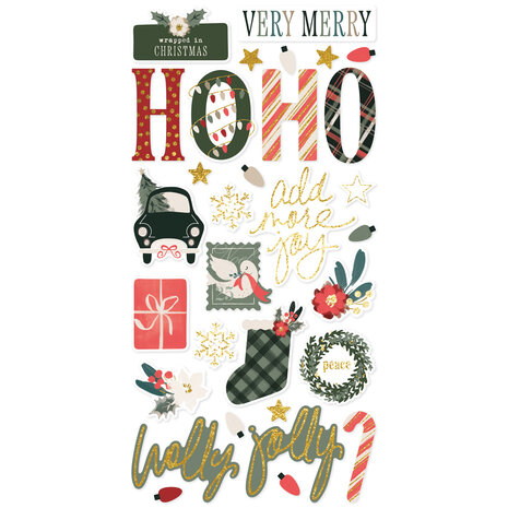 Simple Stories Mistletoe & Holly Foam Stickers (27721)