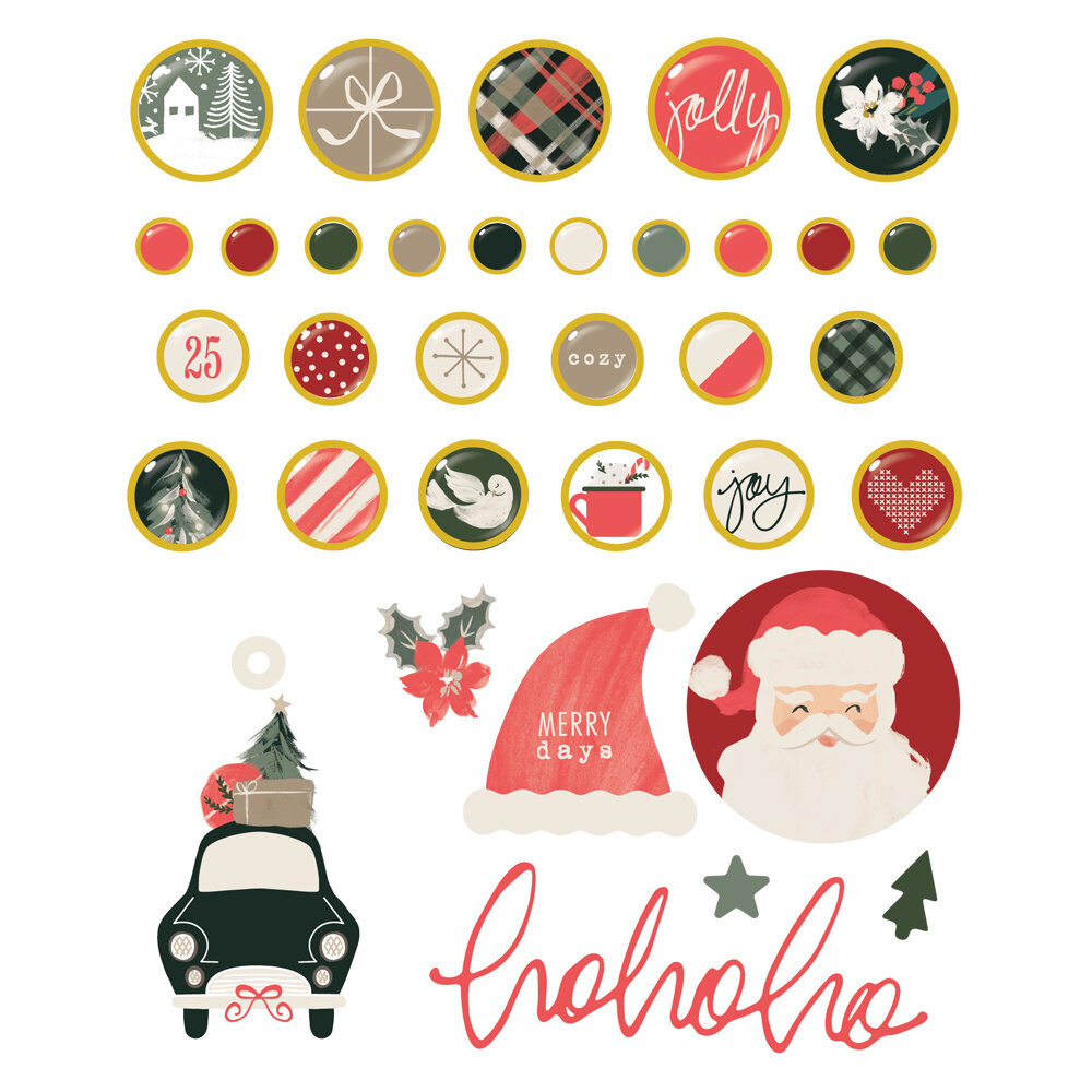 Simple Stories Mistletoe & Holly Decorative Brads (27722)