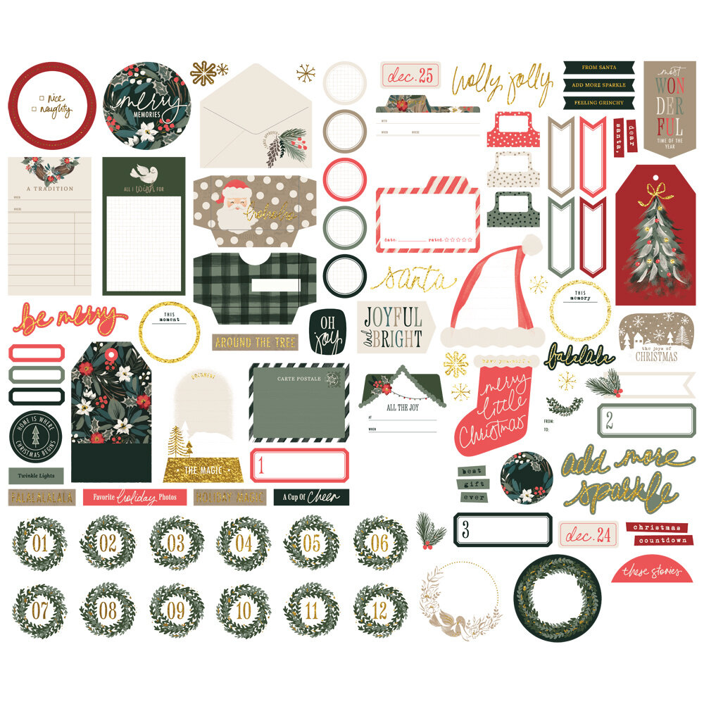 Simple Stories Mistletoe & Holly Journal Bits & Pieces (27720)