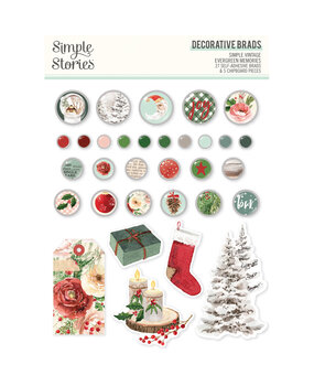 Simple Stories Simple Vintage Evergreen Memories Decorative Brads (27831)