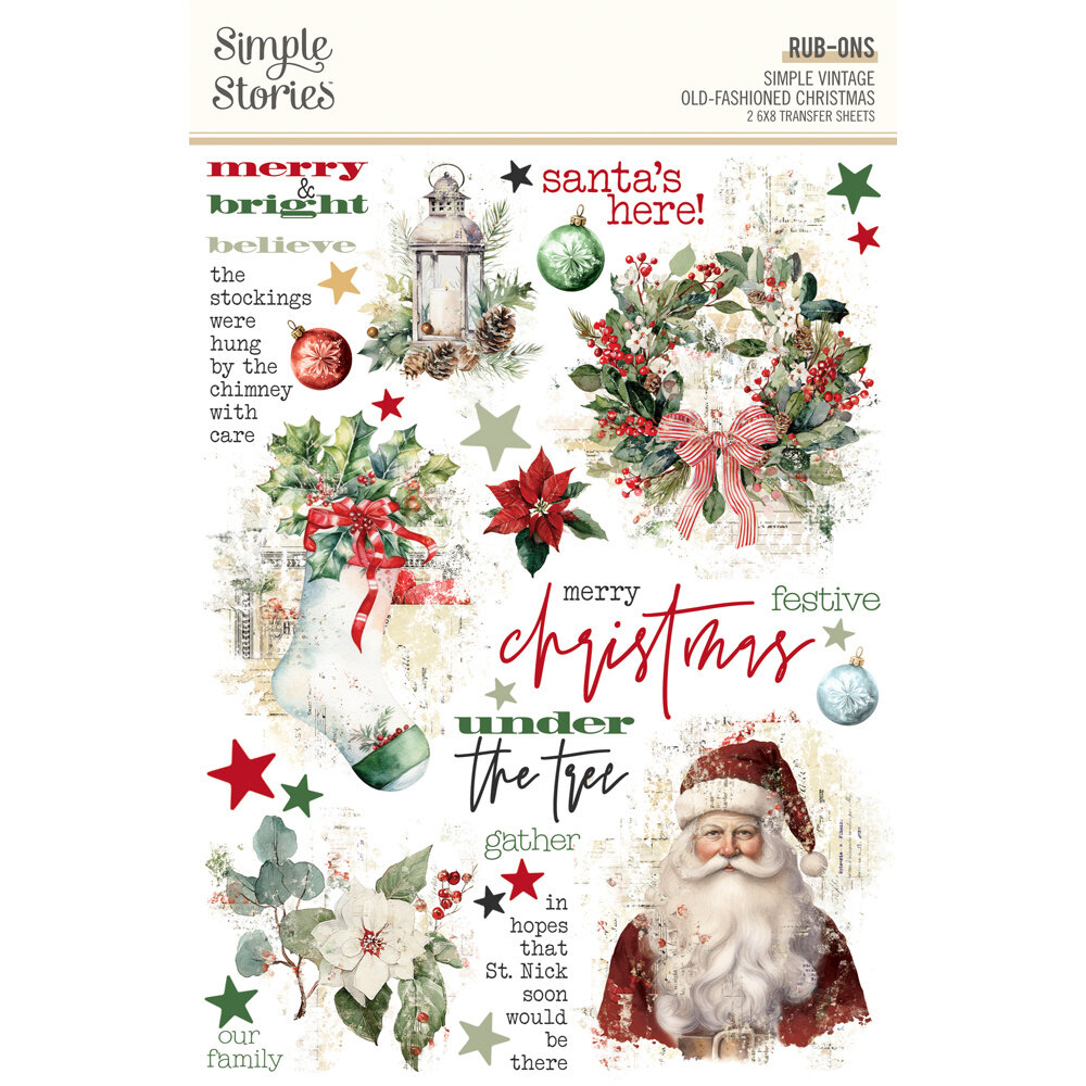 Simple Stories Simple Vintage Old-Fashioned Christmas Rub Ons (27629)