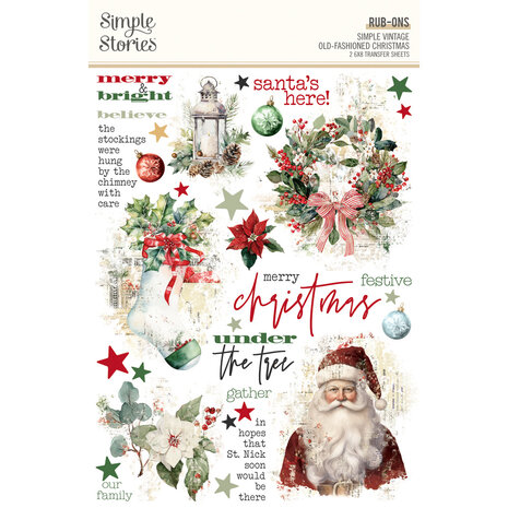 Simple Stories Simple Vintage Old-Fashioned Christmas Rub Ons (27629)