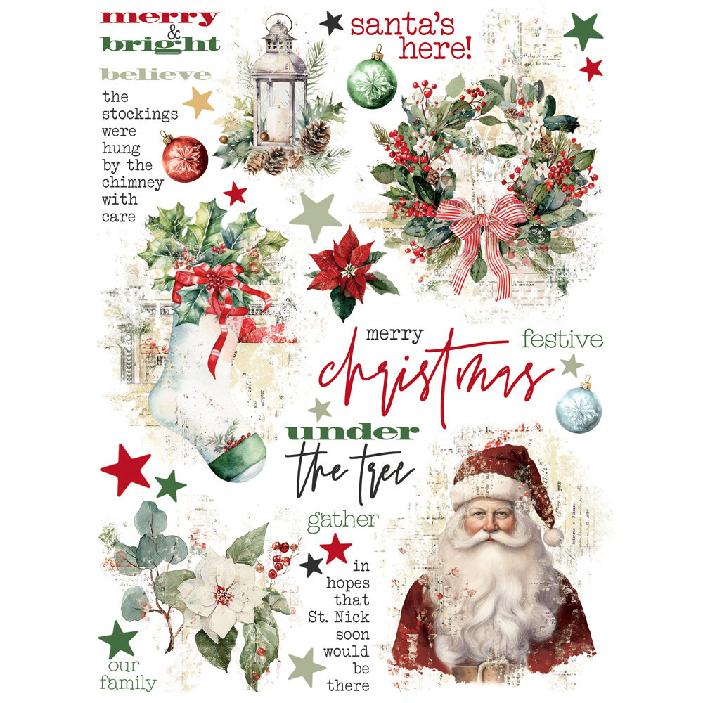 Simple Stories Simple Vintage Old-Fashioned Christmas Rub Ons (27629)
