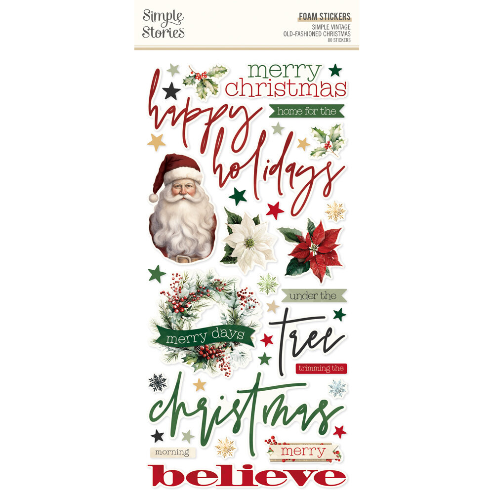 Simple Stories Simple Vintage Old-Fashioned Christmas Foam Stickers (27630)