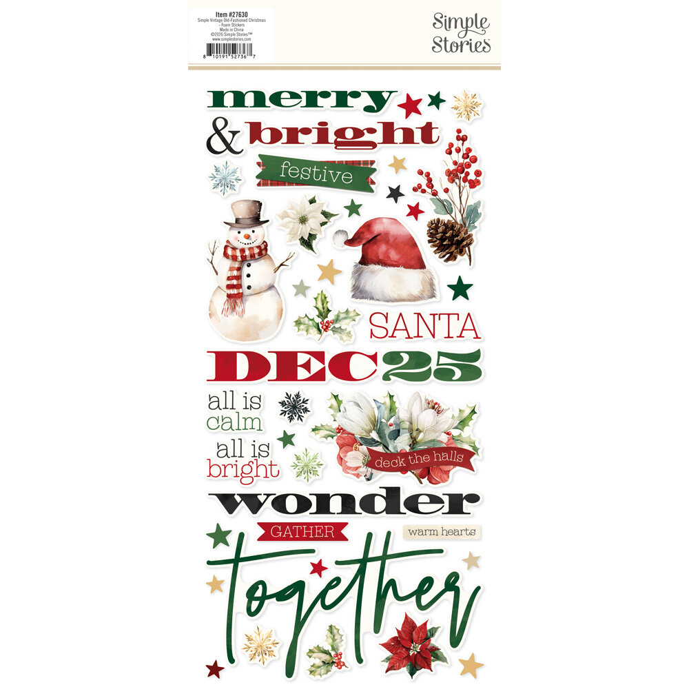 Simple Stories Simple Vintage Old-Fashioned Christmas Foam Stickers (27630)
