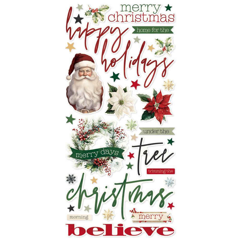 Simple Stories Simple Vintage Old-Fashioned Christmas Foam Stickers (27630)