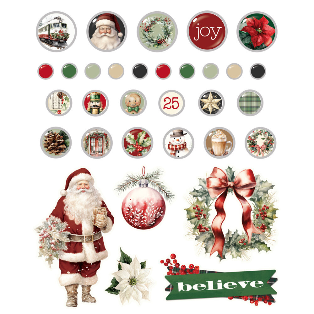 Simple Stories Simple Vintage Old-Fashioned Christmas Decorative Brads (27631)