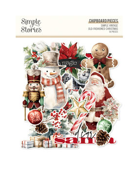 Simple Stories Simple Vintage Old-Fashioned Christmas Chipboard Pieces (27625)