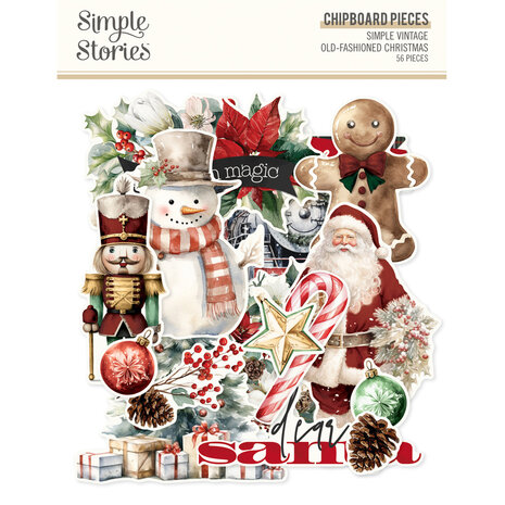 Simple Stories Simple Vintage Old-Fashioned Christmas Chipboard Pieces (27625)