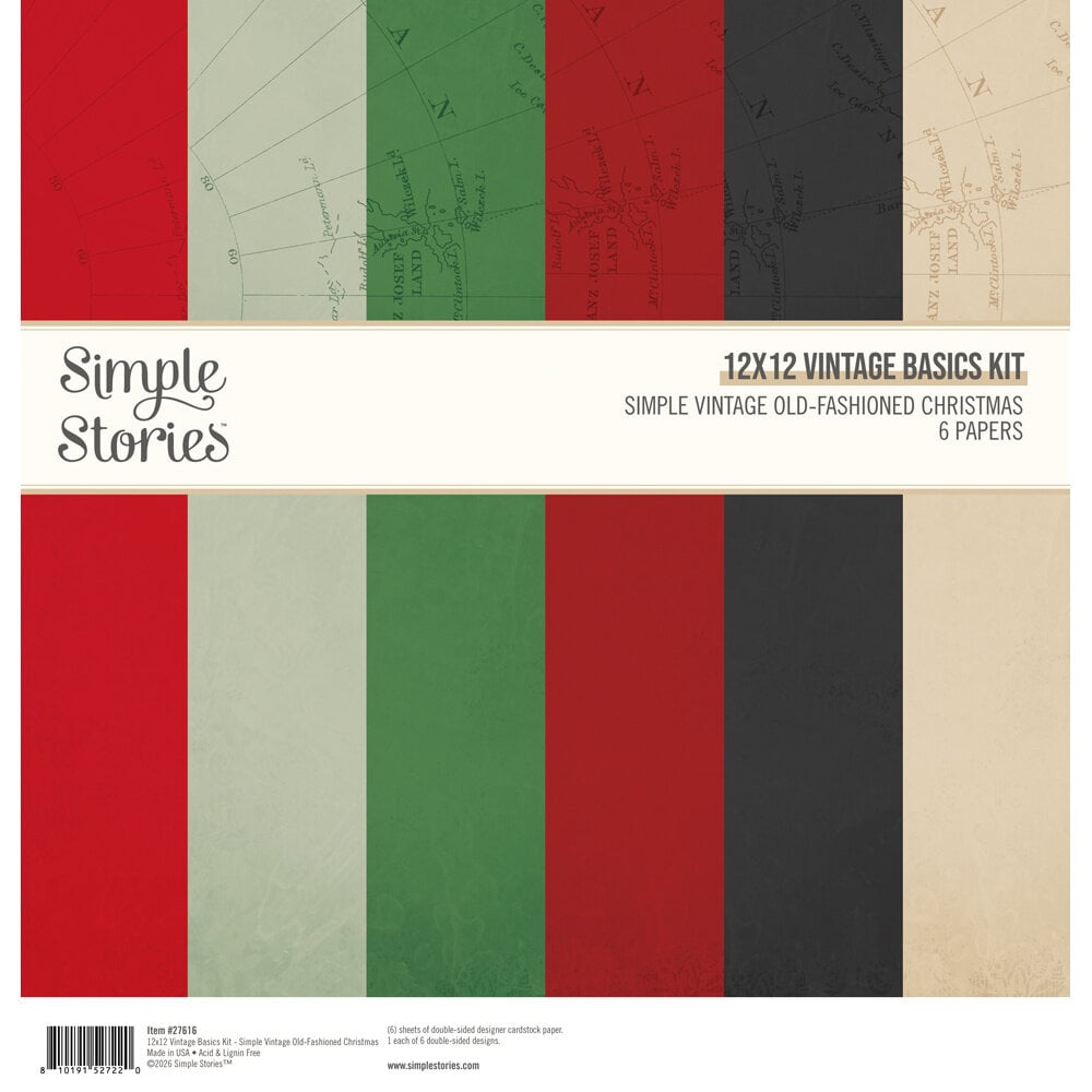 Simple Stories Simple Vintage Old-Fashioned Christmas 12x12 Inch Vintage Basics Kit (27616)