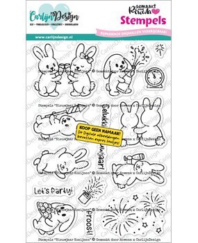 CarlijnDesign Clear Stamps Nieuwjaar Konijnen by Gemaakt door Rowena (CDST-0188) CarlijnDesign Clear Stamps Nieuwjaar Konijnen by Gemaakt door Rowena (CDST-0188)
