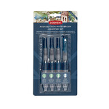 Derwent Push Button Waterbrush Set of 4: Fine, Medium, Large and Chisel (DWB2305816)