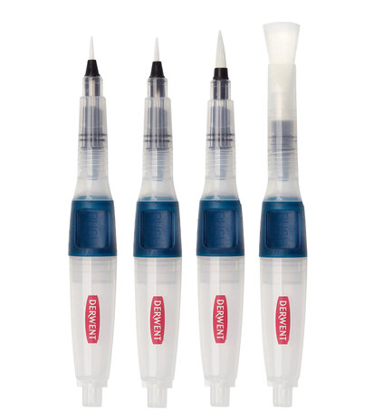 Derwent Push Button Waterbrush Set of 4: Fine, Medium, Large and Chisel (DWB2305816) Derwent Push Button Waterbrush Set of 4: Fine, Medium, Large and Chisel (DWB2305816)