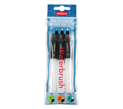 Derwent Waterbrush Set of 3: Fine, Medium and Chisel (DWB2301975) Derwent Waterbrush Set of 3: Fine, Medium and Chisel (DWB2301975)