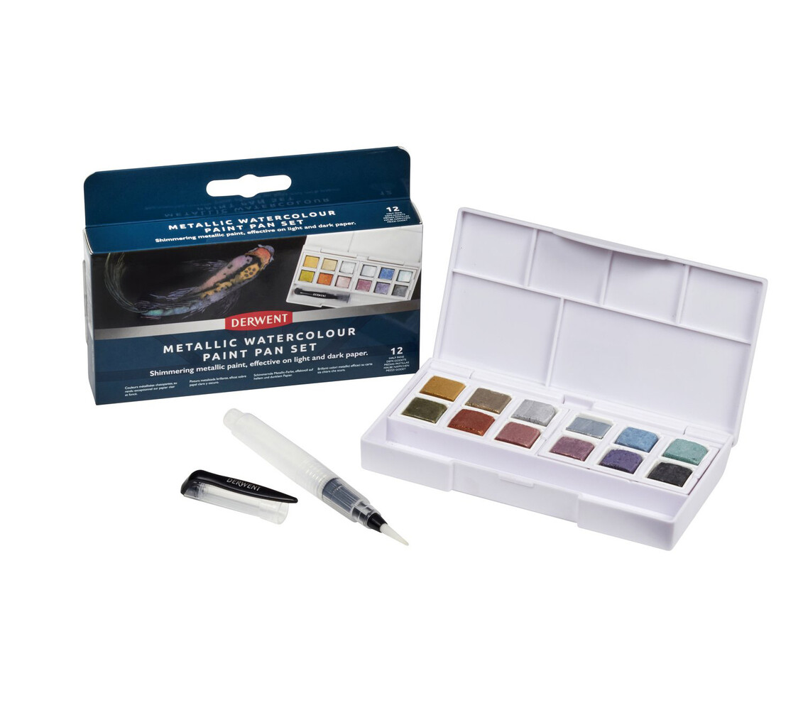 Derwent Metallic Paint Pan Set with 12 Pans (DMP2306246) Derwent Metallic Paint Pan Set with 12 Pans (DMP2306246)
