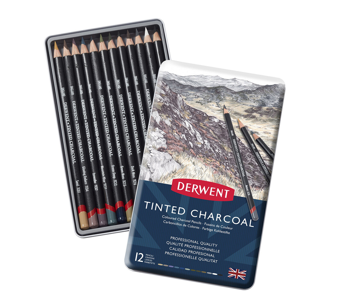 Derwent Tinted Charcoal Pencil Tin of 12 Pencils (DCT2301690) Derwent Tinted Charcoal Pencil Tin of 12 Pencils (DCT2301690)