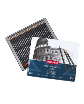 Derwent Graphic Pencil Tin of 24 Pencils (DGP34202)