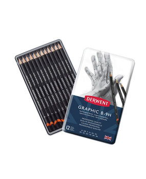 Derwent Graphic Pencil Tin of 12 Hard Pencils (DGP34213)